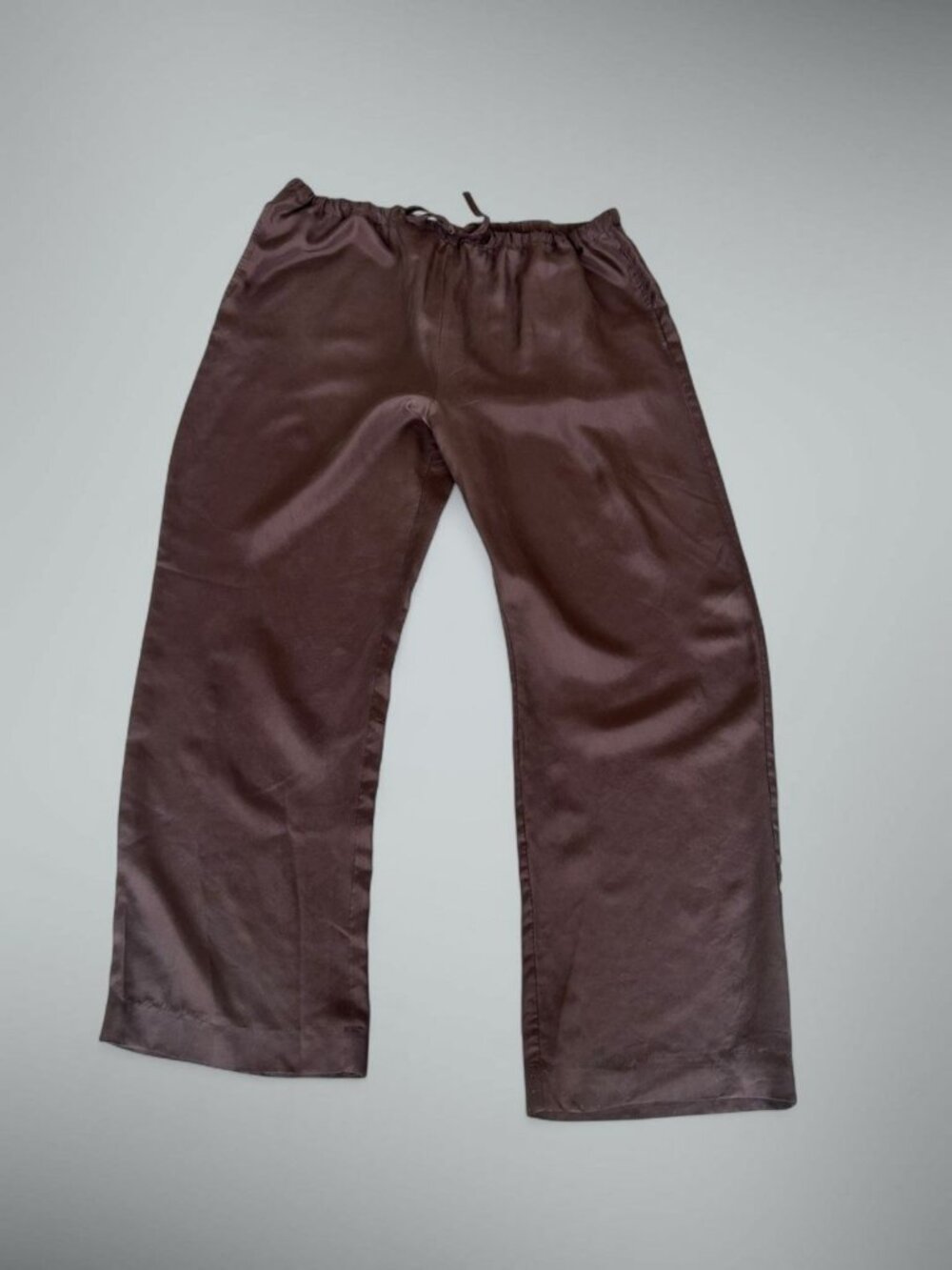 Soft Surroundings Brown 100% Silk Drawstring Casual Pants Size Large